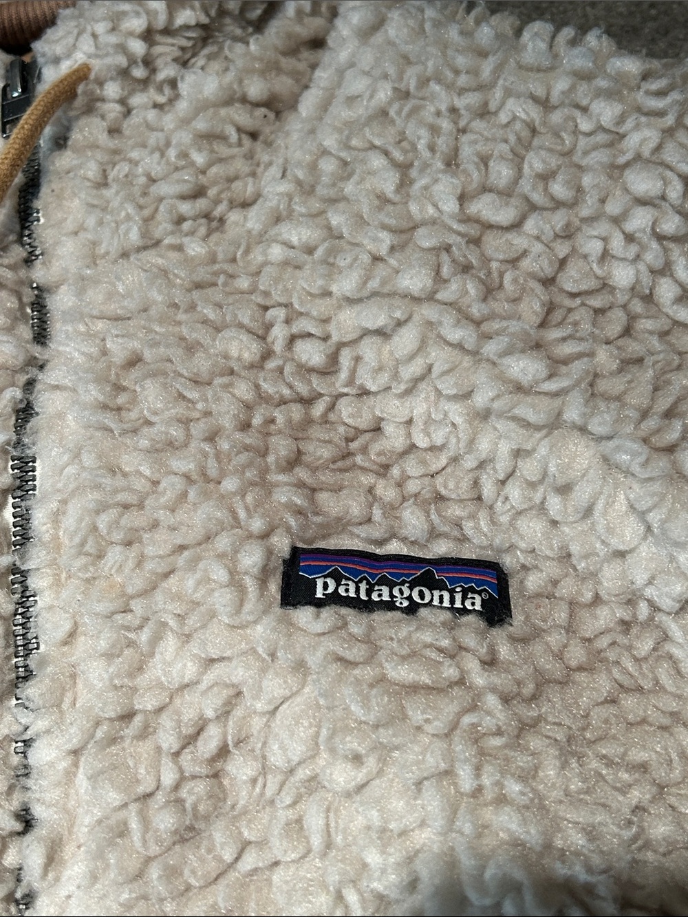 Patagonia Cream Sherpa Hooded Zip-Front Jacket - Picture 2 of 4